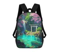 sinyumoney Waterfall Shrine Cherry Blossom Mochilas Para Niños Mochila Escolar Mochila Escolar Impresa En 3D Para Niños Estudiantes De Primaria Y Secundaria 17inch