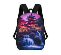 sinyumoney Waterfall Temple Fantasy Mochilas Infantiles Impresas En 3D Para Niños, Mochilas Escolares De Moda, Mochilas De Viaje, Mochilas Escolares Para Niños De Primaria 17inch