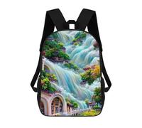 sinyumoney Waterfall Village Fantasy Mochila Escolar Infantil Con Impresión 3D, Mochila Escolar Informal Para Niños De Primaria Y Secundaria 17inch