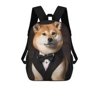 sinyumoney Well Dressed Shiba Inu Dog Mochila Escolar Infantil Impresa En 3D, Mochila Informal De Moda Para Niños, Mochila De Viaje De Alta Capacidad Para Libros Para Niños 17inch