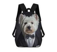 sinyumoney Well Dressed Westie Dog 1 Mochila Infantil Con Impresión 3D, Mochila Escolar Para Niños, Mochila Informal Divertida Para Niños Y Adolescentes 17inch