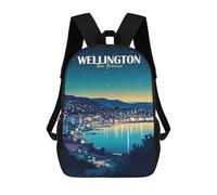 sinyumoney Wellington New Zealand Cityscape at Night Mochila Escolar Para Niños, Mochila Escolar De Gran Capacidad Para Niños, Mochila Escolar 3D, Regalos Para Niños 17inch