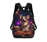sinyumoney Welsh Corgi Burger Party Mochila, Mochila Escolar Impresa En 3D, Bolsa Para El Almuerzo Escolar, Mochila De Viaje, Mochila Para Amigos, Mochila Escolar Para Niñas Y Niños 17inch