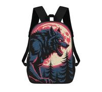 sinyumoney Werewolf Howling at The Moon Illustration Mochila Escolar Infantil Estampada Para Adultos Y Niños, Mochila De Viaje Para El Día A Día 17inch