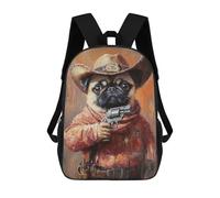 sinyumoney Western Pug Sheriff Art Print Mochila Escolar De 17 Pulgadas Impresa En 3D Mochilas Infantiles Mochila Genial Impresa En 3D Para Niños De Primaria Y Secundaria