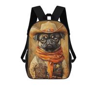 sinyumoney Western Pug Sheriff Costume Mochilas Infantiles Mochila Escolar Impresa En 3D Para Niños Mochilas De Viaje Bolsas Para Libros Para Niños 17inch Mochila Escolar