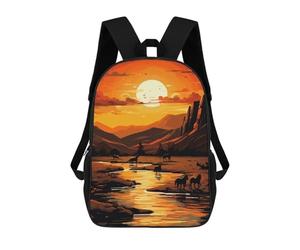 sinyumoney Western Sunset Landscape Mochila Mochila Informal Para El Día A Día, Para La Escuela, El Trabajo Y Los Viajes Para Hombres, Mujeres Y Adolescentes 17inch