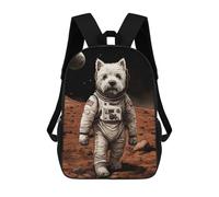 sinyumoney Westie Astronaut On Mars Mochila Escolar, De Negocios, Para Portátil, Unisex, Informal, Para Niñas, Niños Y Adolescentes 17inch