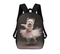 sinyumoney Westie Dog Ballerina Mochila Escolar Infantil Con Impresión 3D, Mochila Escolar Informal Para Niños De Primaria Y Secundaria 17inch