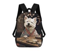 sinyumoney Westie Dog Japanese Food Mochila Escolar, Mochila Para Portátil, Mochila Para Niños/niñas/adolescentes 17inch