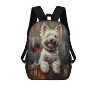 sinyumoney Westie Glass of Red Wine Mochila Escolar Secundaria Informal Para Viajes - Perfecta Para Viajes, Trabajo Y Uso Diario 17inch