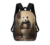 sinyumoney Wet Panda in Toilet Mochila Escolar Para Niñas Y Niños, Mochilas De Gran Capacidad, Mochilas Ligeras Para Niños Y Estudiantes 17inch