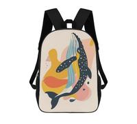 sinyumoney Whale Abstract Flat Mochila Escolar Para Niñas Mochila Impermeable Mochila Informal De Día Mochila Ligera Para Niño Y Niña Mochila Escolar 17inch