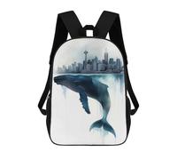 sinyumoney Whale And Cityscape Mochilas Para Niños Mochila Escolar De Moda Mochila Escolar Impresa En 3D Para Niños Estudiantes De Primaria Y Secundaria 17inch
