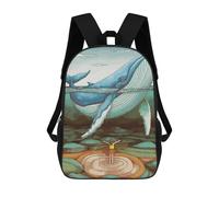 sinyumoney Whale And Girl Mochila Escolar Infantil Impresa En 3D Para Niños, Mochilas De Viaje, Bolsas Para Libros Para Niños Estudiantes De Primaria 17inch