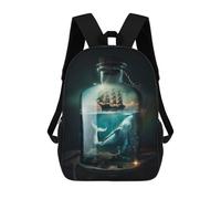 sinyumoney Whale And Ship in A Bottle Mochila Impresa En 3D Para Niños, Mochila Escolar, Mochilas De Viaje Para Niños, Bolsas De Libros De Alta Capacidad, Mochila Infantil 17inch