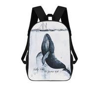 sinyumoney Whale And Ship Watercolor Art Mochilas Impresas En 3D 17inch Mochila Escolar Infantil Para Exteriores, Mochila Informal De Día, Bolsas De Viaje Informales Para Estudiantes De Secundaria