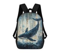 sinyumoney Whale Art on Wood Panel Ocean Folk Art Print Mochila Infantil Para Niñas, Mochila Escolar 3D, Mochila Para Niños Pequeños, Mochila Informal De Día, Mochila Escolar De Moda 17inch