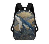 sinyumoney Whale Breaching in Golden Waves 17inch Mochilas Escolares Impresas En 3D, Mochilas Escolares De Moda Para Niños De Primaria Y Secundaria