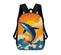 sinyumoney Whale Breaching Ocean Waves at Sunset Mochila, Mochila Infantil, Mochila Escolar Para Estudiantes, Mochila Para Libros, Mochila Escolar Impresa En 3D Para Niños Y Niñas 17inch