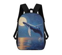 sinyumoney Whale Breaching Under The Moonlight Painting Mochila Escolar Infantil Impresa En 3D Para Niños, Mochila De Viaje De Alta Capacidad, Bolsas Para Libros, Mochila Escolar Infantil 17inch