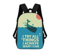sinyumoney Whale Breaching with Motivational Text Mochila Escolar Infantil Impresa En 3D Para Niños, Mochilas De Viaje, Bolsas Para Libros Para Niños Estudiantes De Primaria 17inch