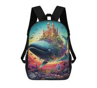 sinyumoney Whale Castle Fantasy Mochila Escolar Impresa En 3D Para Niños, Mochila Escolar Informal De Moda Para Viajes Para Niños Y Estudiantes 17inch