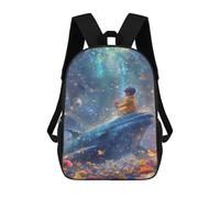 sinyumoney Whale, Child, Flower, Fantasy, Sky Mochila Infantil De 17 Pulgadas, Mochila Escolar Con Estampado 3D De Dibujos Animados Para Niños Y Adolescentes.