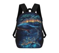 sinyumoney Whale Cityscape Starry Night Mochila Con Bolsillo Mochilas Impresas En 3D, Mochilas De Viaje, Mochilas Para Libros, Mochila Escolar Para Niños 17inch