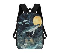 sinyumoney Whale Flying Above House at Night Mochila Escolar, Mochila Para Portátil, Mochila Para Niños/niñas/adolescentes 17inch