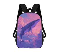 sinyumoney Whale Flying on Sky Retro Mochila, Mochila Infantil, Mochila Escolar Para Estudiantes, Mochila Para Libros, Mochila Escolar Impresa En 3D Para Niños Y Niñas 17inch