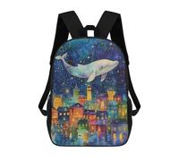 sinyumoney Whale Flying Over Colorful Town Mochila Escolar/para Ordenador Portátil Para Colegio/trabajo/viajes Para Camping, Aventuras Al Aire Libre Y Viajes Diarios 17inch