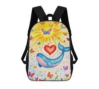 sinyumoney Whale Heart Butterflies Illustration Mochila De Negocios Para Portátil, Mochila Unisex Informal Para Niñas, Niños Y Adolescentes 17inch