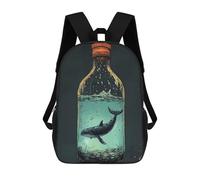 sinyumoney Whale in A Bottle Mochila, Mochila Escolar Impresa En 3D, Bolsa Para El Almuerzo Escolar, Mochila De Viaje, Mochila Para Amigos, Mochila Escolar Para Niñas Y Niños 17inch