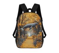 sinyumoney Whale in Autumn Forest Pathway Mochila Escolar Infantil De 17 Pulgadas Con Estampado 3D, Mochila Moderna Para Niños, Mochilas De Viaje, Bolsas Para Libros, Mochila Escolar Infantil