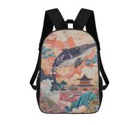 sinyumoney Whale in Chinese Landscape Painting Mochila Escolar De Moda, Mochila Para Material Escolar, Mochila Impermeable Informal Para Acampar, Aventuras Al Aire Libre Y Viajes Diarios 17inch