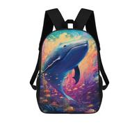 sinyumoney Whale in Colorful Ocean Mochila Escolar Impresa En 3D Para Niños Y Niñas, Mochila Para Portátil Para Niños/estudiantes/adultos 17inch