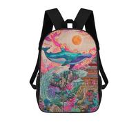 sinyumoney Whale in Fantasy Landscape-1 Mochila Escolar Impresa En 3D 17inch Mochilas De Moda Para Niños, Mochilas Escolares Para Niños De Primaria Y Secundaria