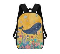 sinyumoney Whale in Flower Garden-4 Mochilas Para Niños 17inch Mochila Escolar Mochila Escolar Impresa En 3D Para Niños De Primaria Y Secundaria