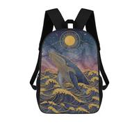 sinyumoney Whale in Ocean with Golden Sun Mochila Escolar Infantil Impresa En 3D Para Niños, Mochilas De Viaje De Alta Capacidad, Bolsas Para Libros, Mochila Escolar Infantil 17inch