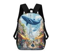 sinyumoney Whale in Paris Street Scene Mochilas Infantiles Impresas En 3D De 17 Pulgadas. Mochila Escolar Informal Impresa En 3D Para Niños De Primaria Y Secundaria.