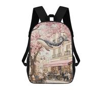 sinyumoney Whale in Parisian Café Mochilas Escolares Mochila Escolar Ligera Mochila De Día Mochila Escolar Para La Universidad Para Niños/Niñas/Adolescentes 17inch