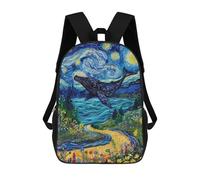sinyumoney Whale in Starry Night Landscape Mochila Infantil De 17 Pulgadas, Mochila Escolar Con Estampado 3D De Dibujos Animados Para Niños Y Adolescentes.