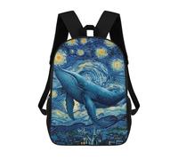 sinyumoney Whale in Starry Night Painting Mochila Escolar Para Niños Mochila Escolar Impresa En 3D Mochila Escolar De Moda Para Niños De Primaria Y Secundaria 17inch