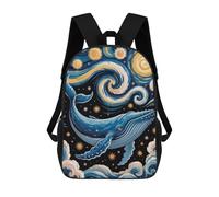 sinyumoney Whale in Starry Night Sky Art Mochila Con Bolsillo Mochilas Impresas En 3D, Mochilas De Viaje, Mochilas Para Libros, Mochila Escolar Para Niños 17inch