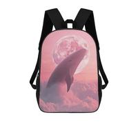 sinyumoney Whale in The Pink Clouds with Moon Mochilas Para Niños Mochila Escolar Mochila Escolar Impresa En 3D Para Niños Estudiantes De Primaria Y Secundaria 17inch