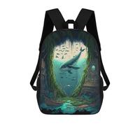 sinyumoney Whale in The Underwater Forest Mochilas Escolares Para Niños Y Niñas, Mochilas Deportivas Informales Para Primaria, Mochilas De Gran Capacidad Para Libros 17inch