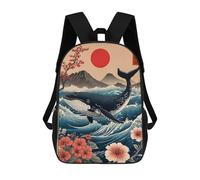 sinyumoney Whale Japanese Waves Mochilas Mochilas Infantiles Mochila Escolar Mochila Escolar Infantil Impresa En 3D Mochilas De Viaje De Moda Para Niños De Primaria Y Secundaria 17inch