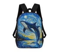 sinyumoney Whale Jumping Starry Night Mochila Escolar Para Niñas Mochila Impermeable Mochila Informal De Día Mochila Ligera Para Niño Y Niña Mochila Escolar 17inch