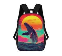 sinyumoney Whale Jumping Sunset Mochila Infantil, Mochila Escolar Impresa En 3D, Mochila Para Niños Y Niñas, Mochila Escolar Ajustable Para La Escuela Primaria 17inch